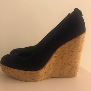 Stuart Weitzman Suede Roundtoe Wedge